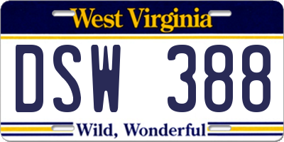 WV license plate DSW388