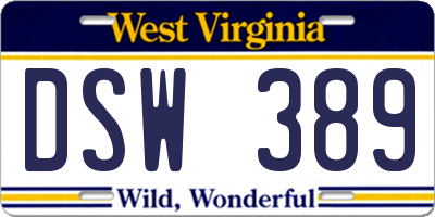 WV license plate DSW389
