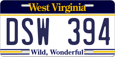 WV license plate DSW394