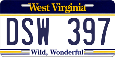 WV license plate DSW397