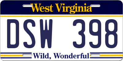 WV license plate DSW398