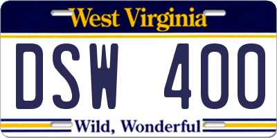 WV license plate DSW400