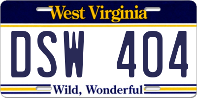 WV license plate DSW404