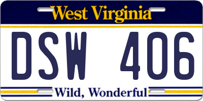 WV license plate DSW406