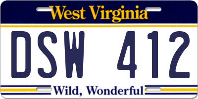 WV license plate DSW412