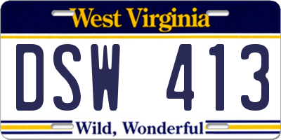 WV license plate DSW413