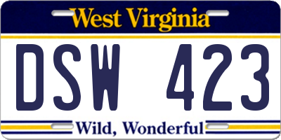 WV license plate DSW423