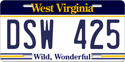 WV license plate DSW425