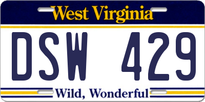 WV license plate DSW429