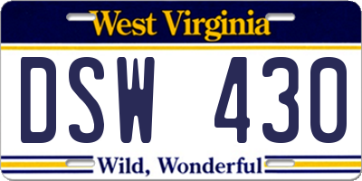 WV license plate DSW430