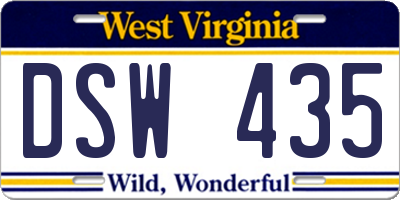 WV license plate DSW435