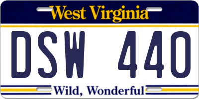 WV license plate DSW440