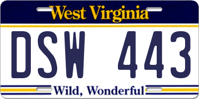 WV license plate DSW443