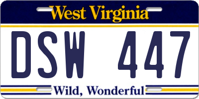 WV license plate DSW447