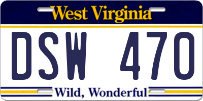 WV license plate DSW470