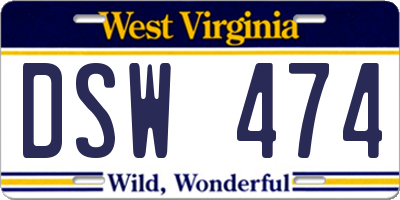 WV license plate DSW474