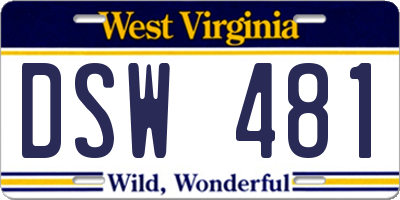WV license plate DSW481