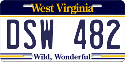 WV license plate DSW482