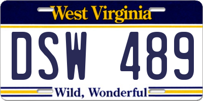 WV license plate DSW489