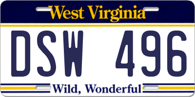 WV license plate DSW496