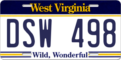 WV license plate DSW498
