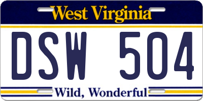 WV license plate DSW504