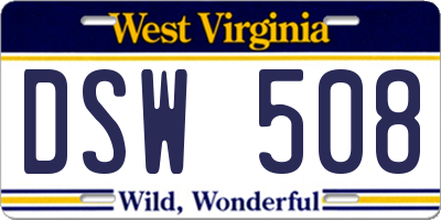 WV license plate DSW508