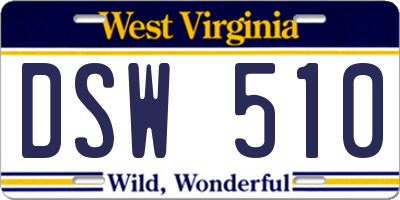 WV license plate DSW510