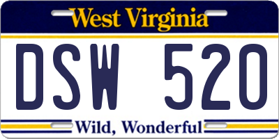 WV license plate DSW520