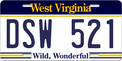 WV license plate DSW521