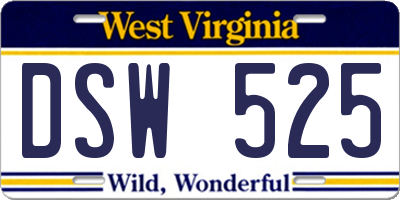 WV license plate DSW525