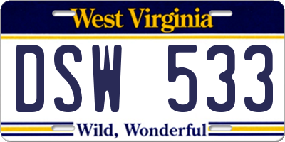WV license plate DSW533