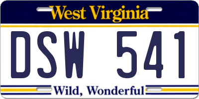 WV license plate DSW541