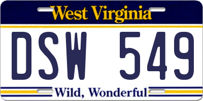 WV license plate DSW549