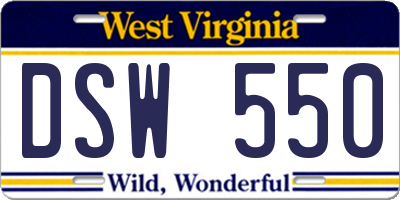 WV license plate DSW550