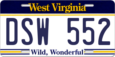 WV license plate DSW552
