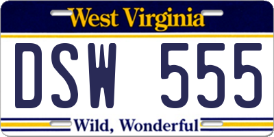 WV license plate DSW555