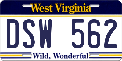 WV license plate DSW562