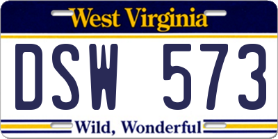 WV license plate DSW573