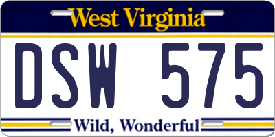 WV license plate DSW575