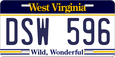 WV license plate DSW596