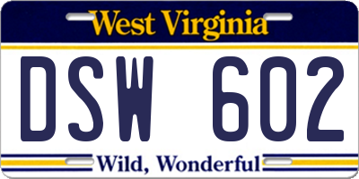 WV license plate DSW602