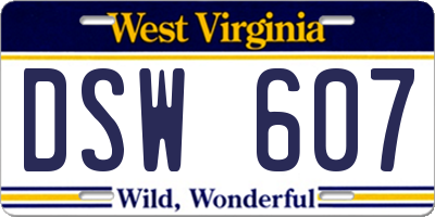 WV license plate DSW607