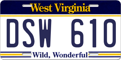 WV license plate DSW610