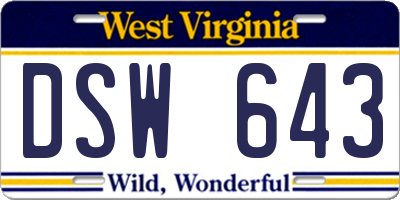 WV license plate DSW643