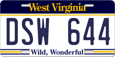 WV license plate DSW644