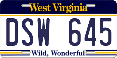 WV license plate DSW645