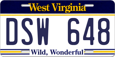 WV license plate DSW648