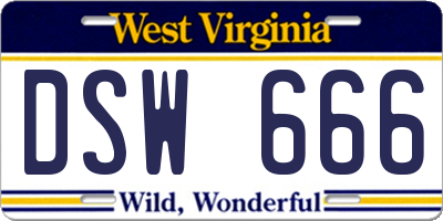 WV license plate DSW666