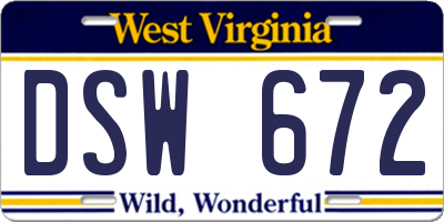 WV license plate DSW672